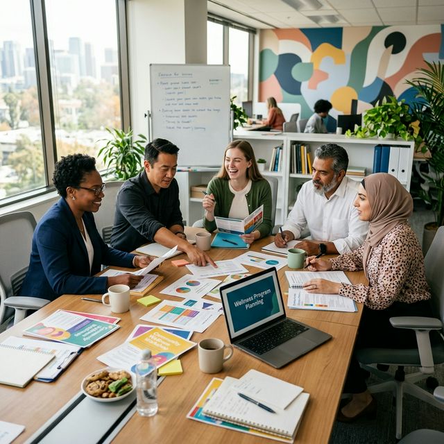 Team members working with students